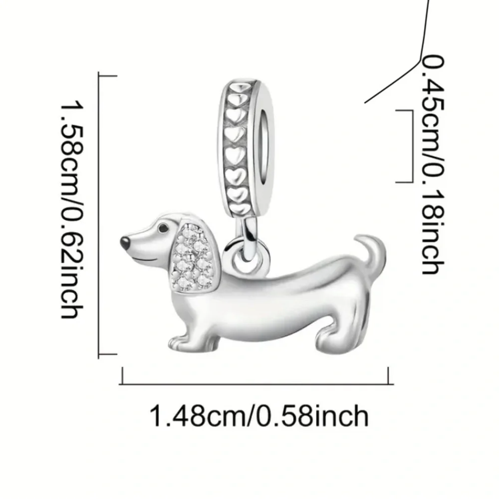 Silver Dachshund Dog Charm Pendant